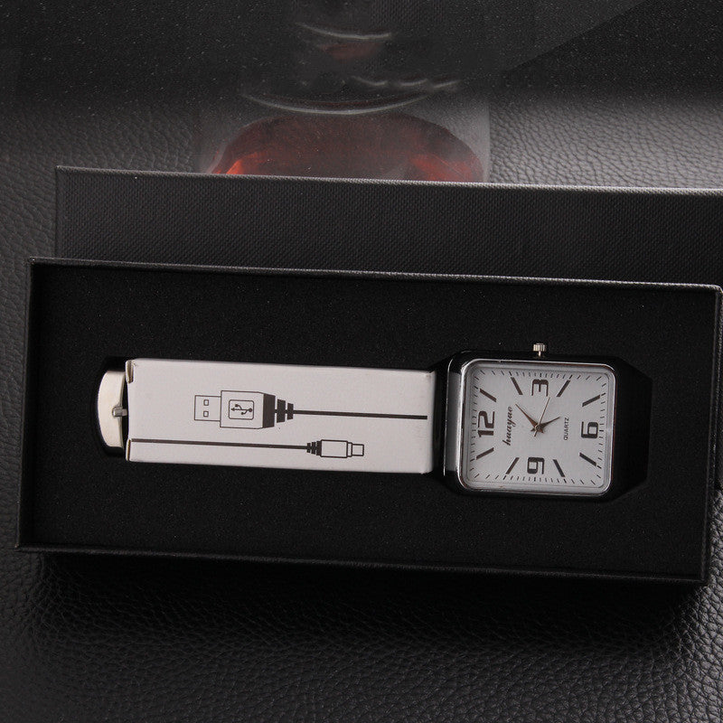 Metal electric lighter watch