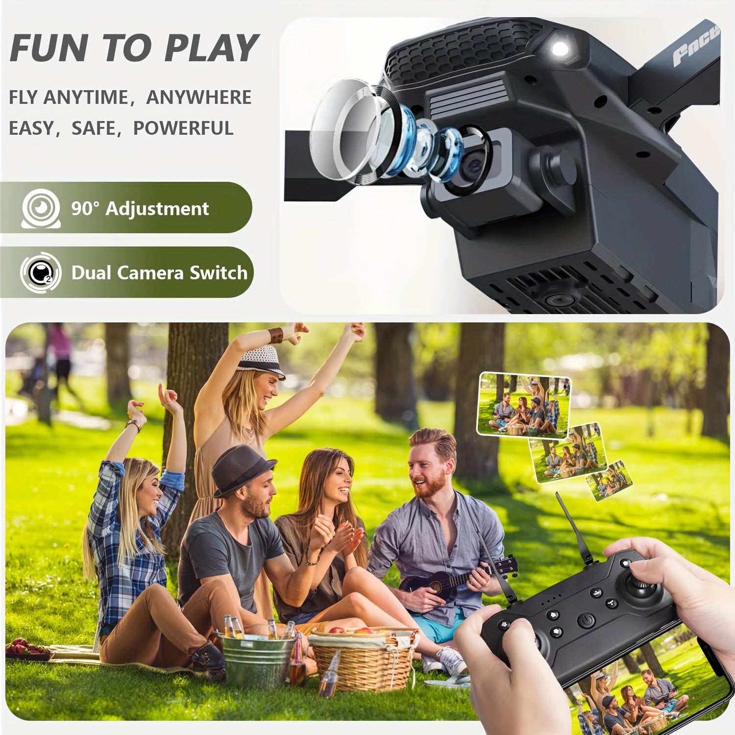 E88 Dual Camera Drone, Optical Flow Hovering, 480P Photography, Foldable, Compact and Portable, Ideal Gift for Beginners, Perfect Birthday or Christmas Present