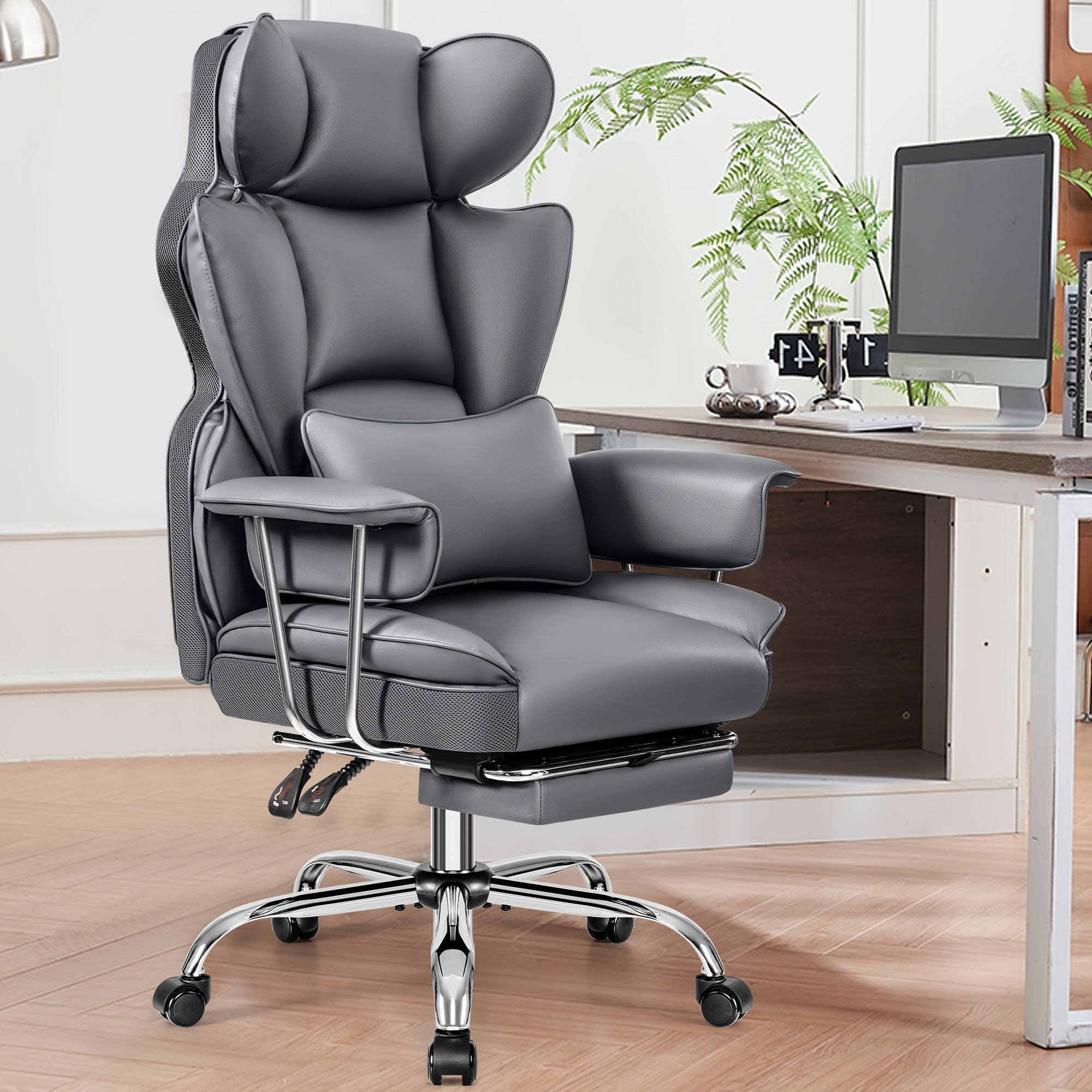 Big & Tall Executive Office Chair – Ergonomic Reclining Chair with Footrest, Lumbar Support & 360° Swivel Base