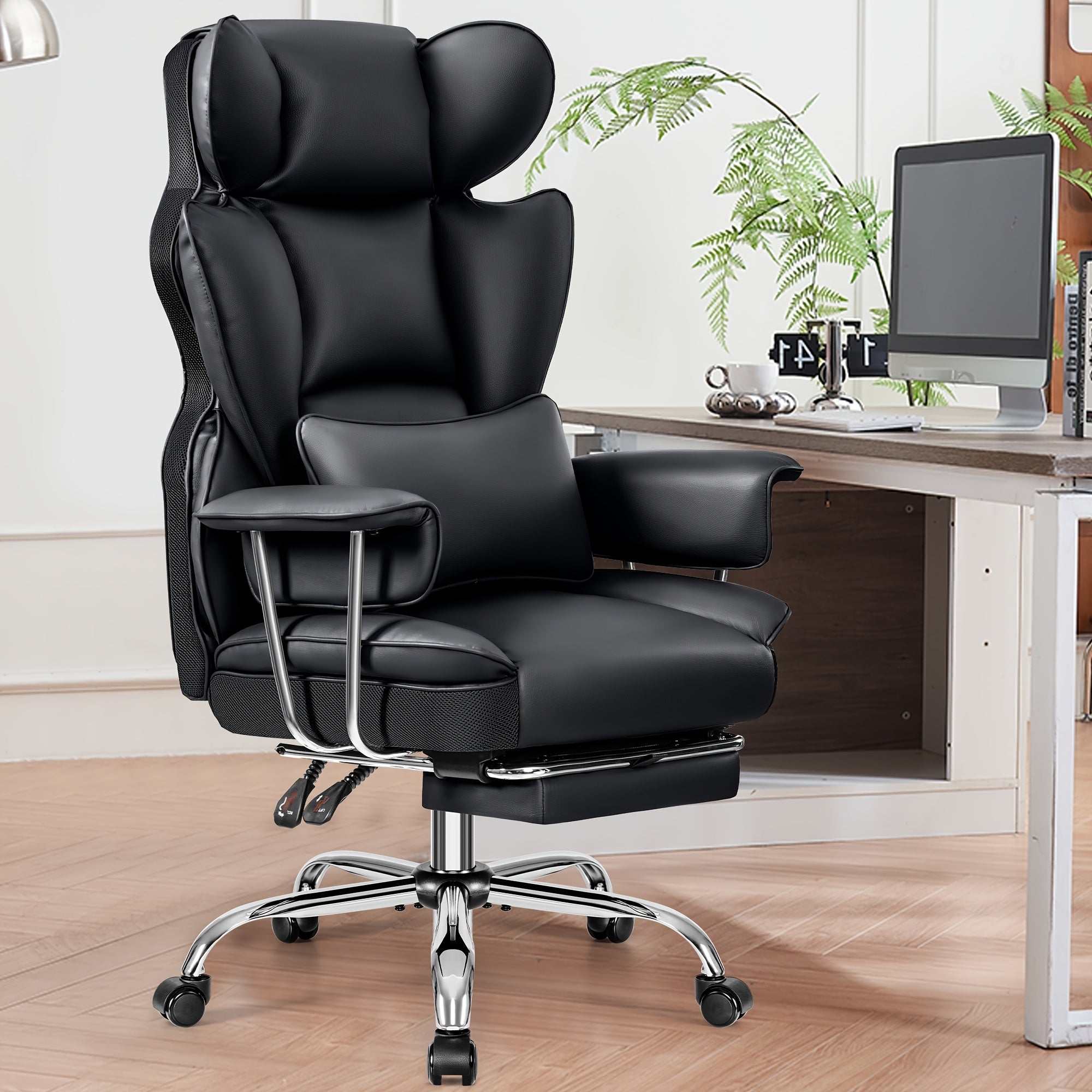 Big & Tall Executive Office Chair – Ergonomic Reclining Chair with Footrest, Lumbar Support & 360° Swivel Base
