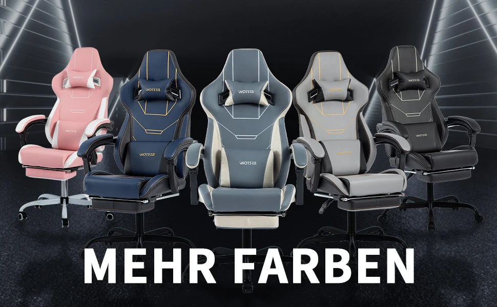 Ergonomic Gaming Chair – Rosahqnda Fabric Seat with Footrest, Adjustable Backrest & Lumbar Support