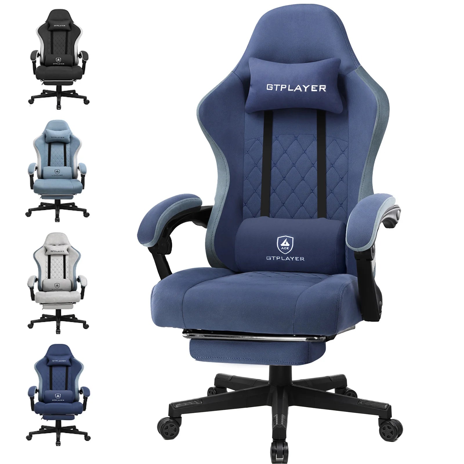 GTPLAYER Ergonomic Gaming Chair โ Pocket Spring Cushion, Linkage Armrests & Footrest for Office or Gaming