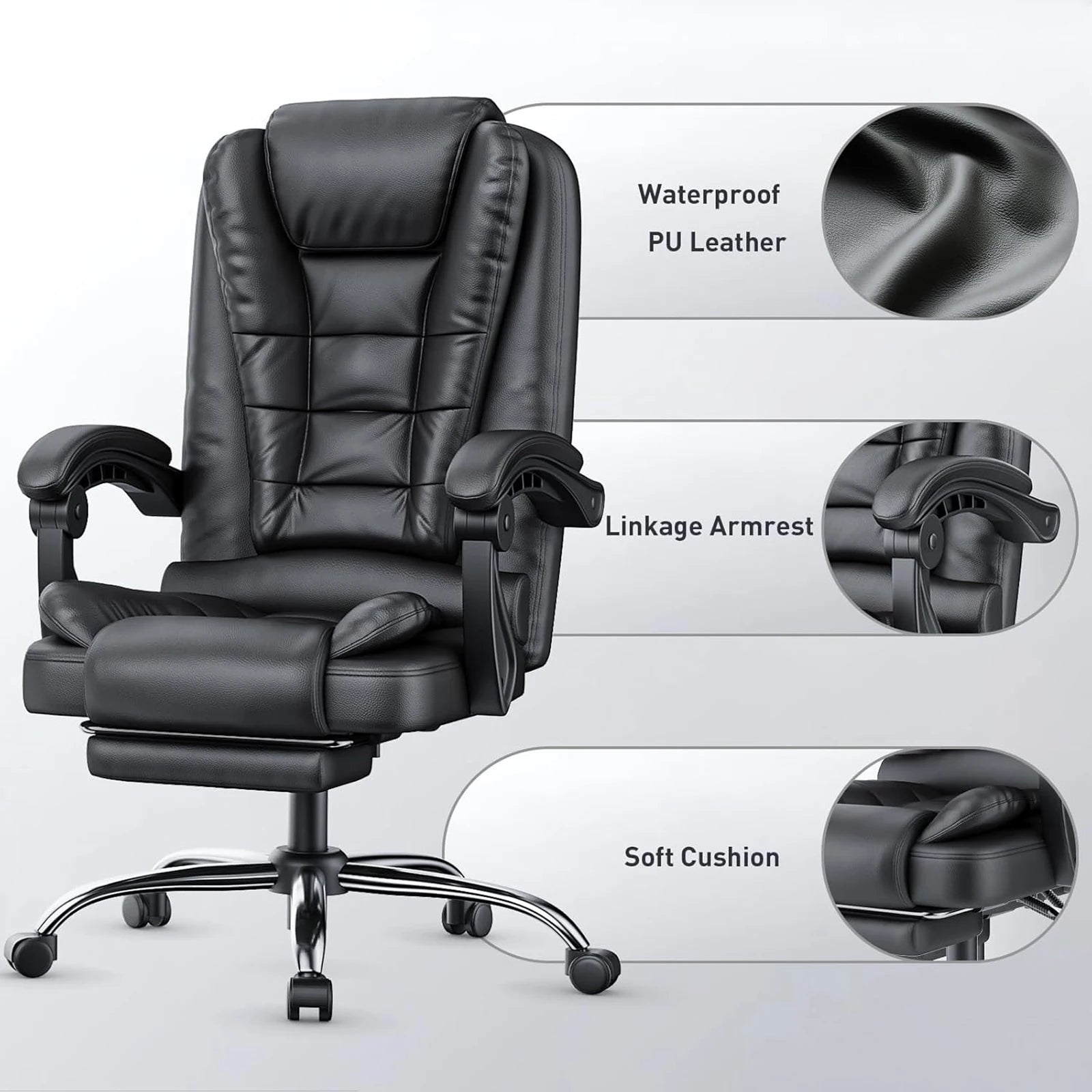 Executive Office Chair β Ergonomic High-Back Recliner with Footrest for Home & Office