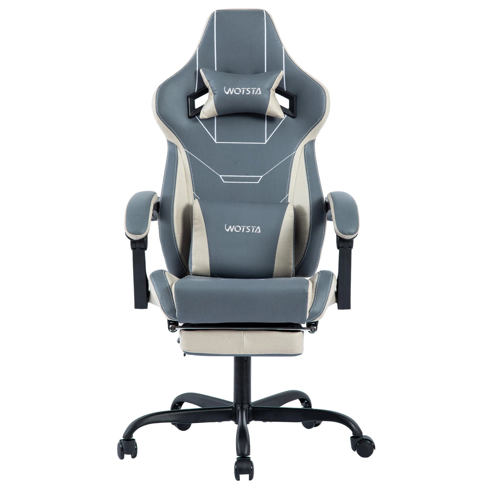 Ergonomic Gaming Chair – Rosahqnda Fabric Seat with Footrest, Adjustable Backrest & Lumbar Support