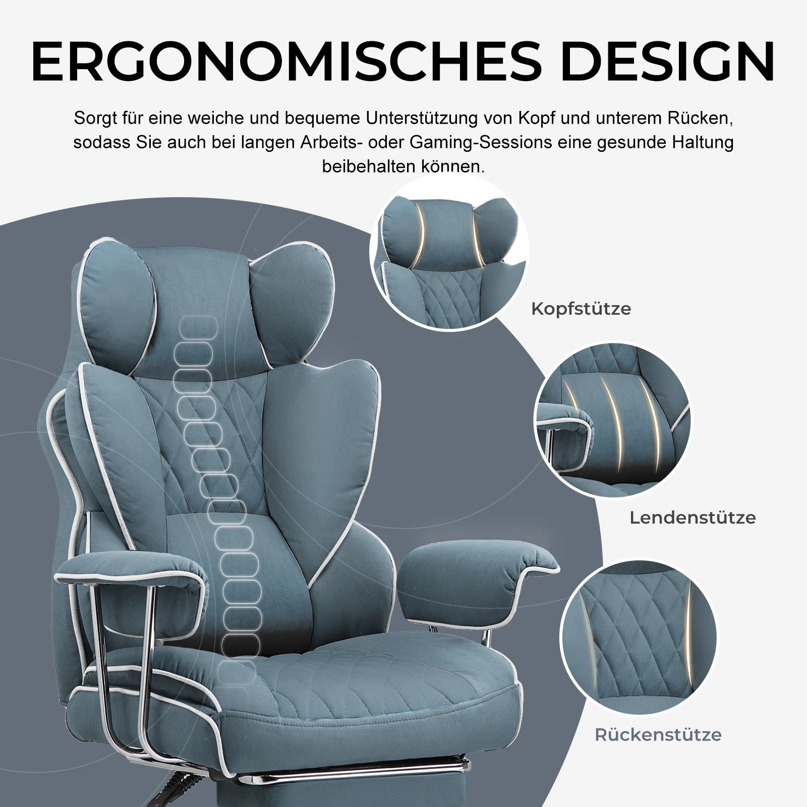 GTPLAYER Ergonomic Gaming Chair β Pocket Spring Lumbar Support, Wide Seat & Adjustable Footrest