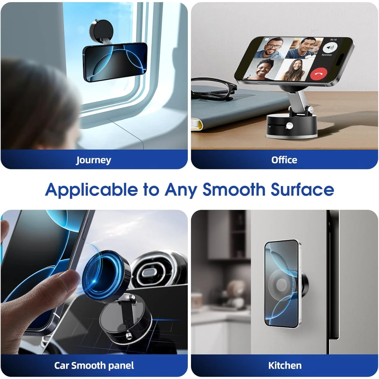 Vacuum Suction Magnetic Phone Holder, Upgrade Magnetic Suction Phone Mount Foldable & Retractable Vacuum Magnetic Phone Stand