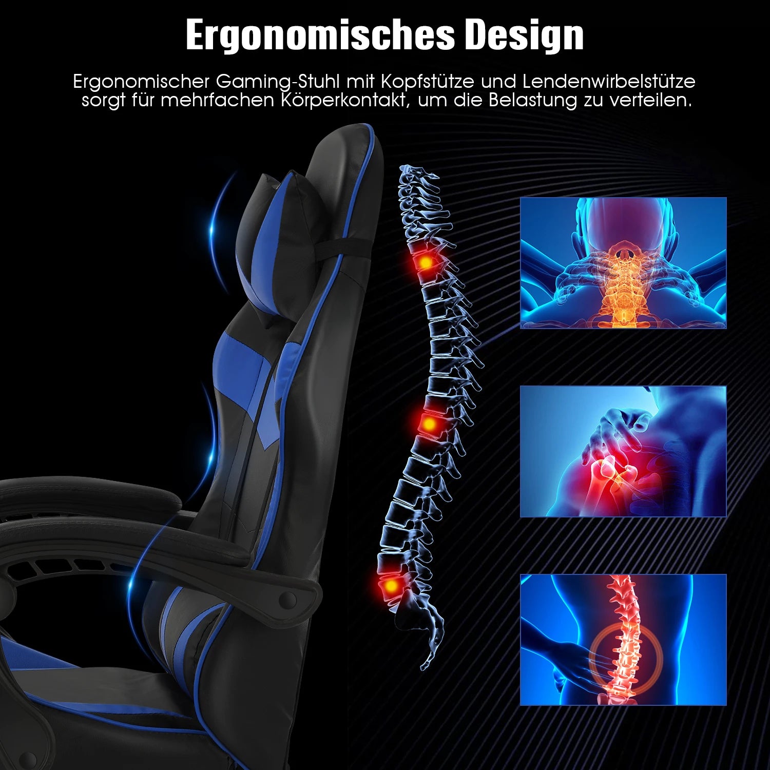 Click Mart UltraGame™ Massage Gaming Chair – Reclining Comfort with Footrest, Lumbar Massage & 360° Swivel