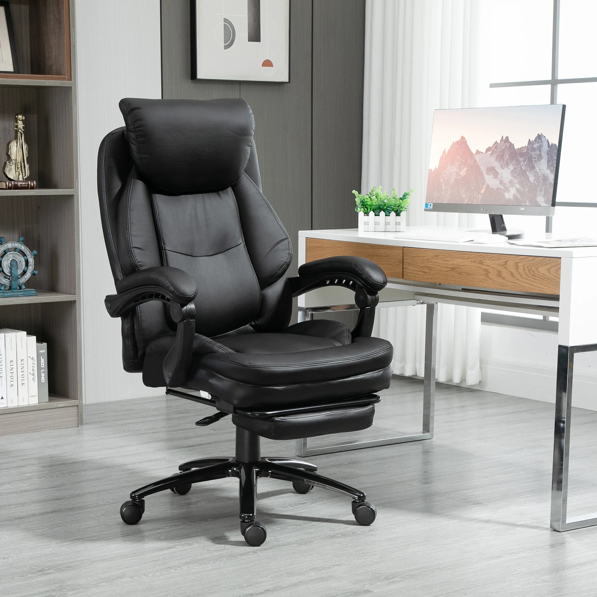 Vinsetto Ergonomic Office Chair β Adjustable Height, Reclining Backrest & Footrest