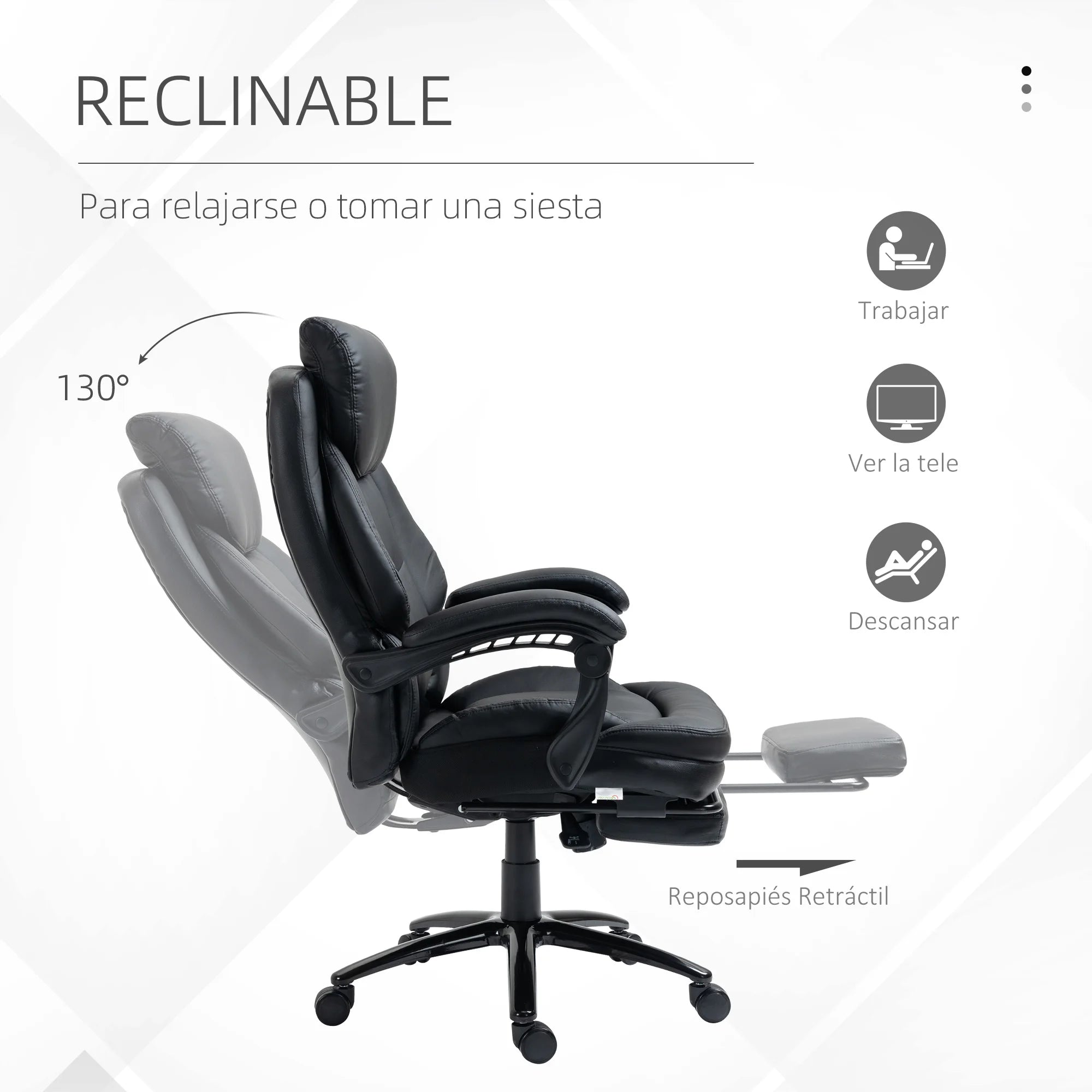 Vinsetto Ergonomic Office Chair β Adjustable Height, Reclining Backrest & Footrest