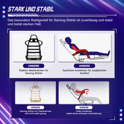 Ergonomic Gaming Chair with Footrest – Gronfont Recliner with Lumbar &amp; Headrest Support, Swivel Base, and Height Adjustment