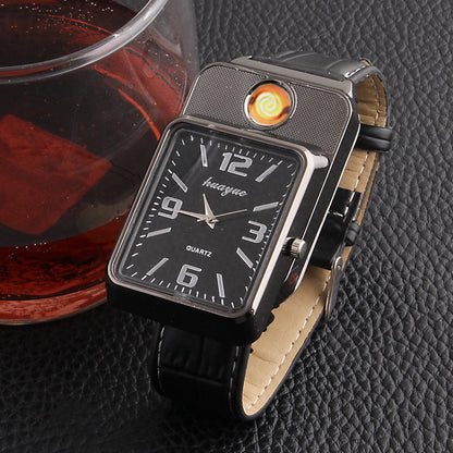 Metal electric  lighter watch