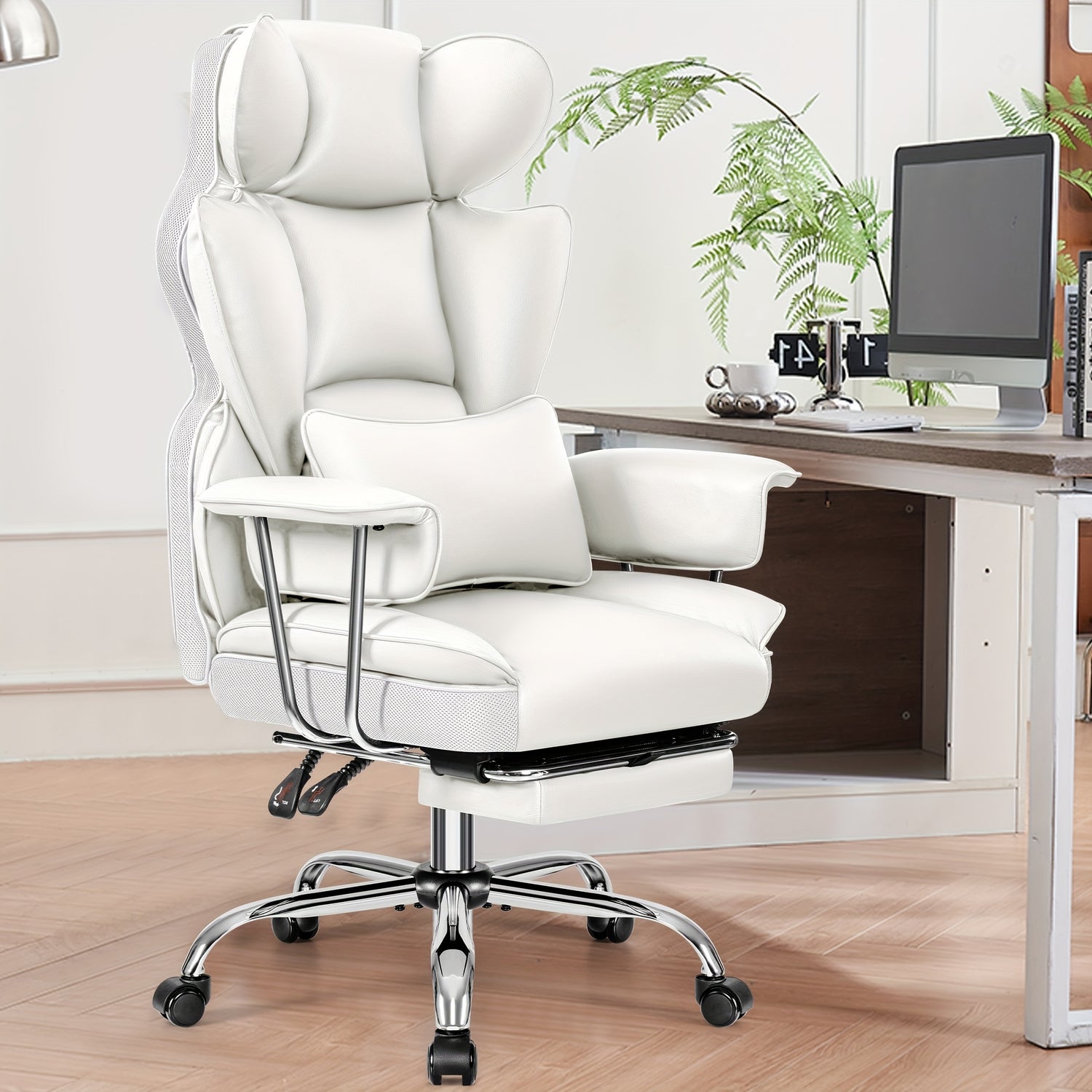 Big &amp; Tall Executive Office Chair – Ergonomic Reclining Chair with Footrest, Lumbar Support &amp; 360° Swivel Base
