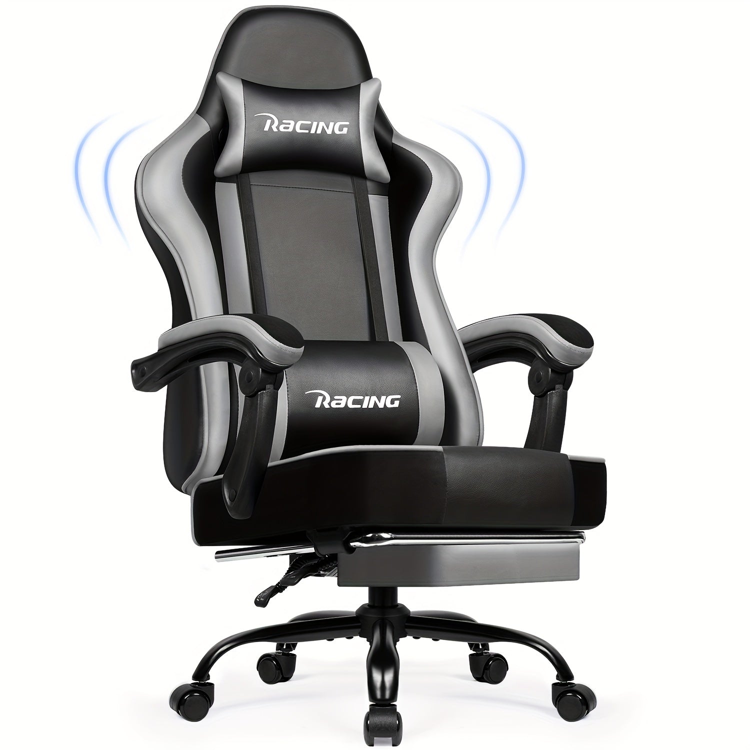 Ergonomic Gaming Chair with Footrest – Gronfont Recliner with Lumbar &amp; Headrest Support, Swivel Base, and Height Adjustment