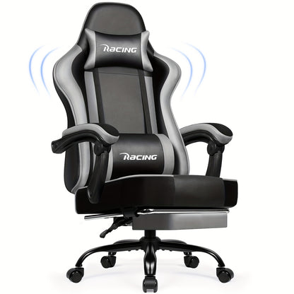 Ergonomic Gaming Chair with Footrest – Gronfont Recliner with Lumbar &amp; Headrest Support, Swivel Base, and Height Adjustment