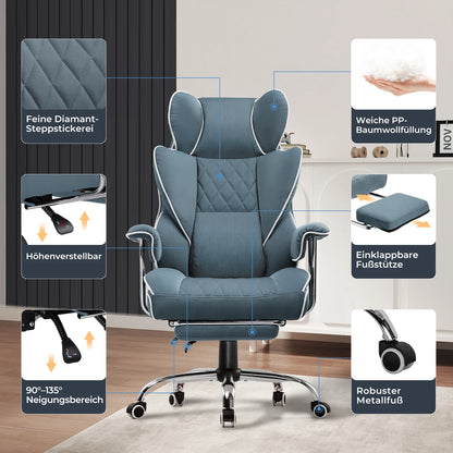 GTPLAYER Ergonomic Gaming Chair – Pocket Spring Lumbar Support, Wide Seat &amp; Adjustable Footrest