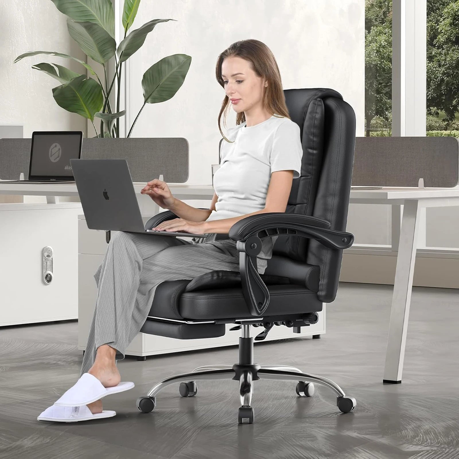 Executive Office Chair – Ergonomic High-Back Recliner with Footrest for Home &amp; Office