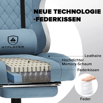 GTPLAYER Ergonomic Gaming Chair – Pocket Spring Cushion, Linkage Armrests &amp; Footrest for Office or Gaming