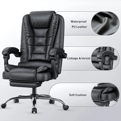 Executive Office Chair – Ergonomic High-Back Recliner with Footrest for Home &amp; Office