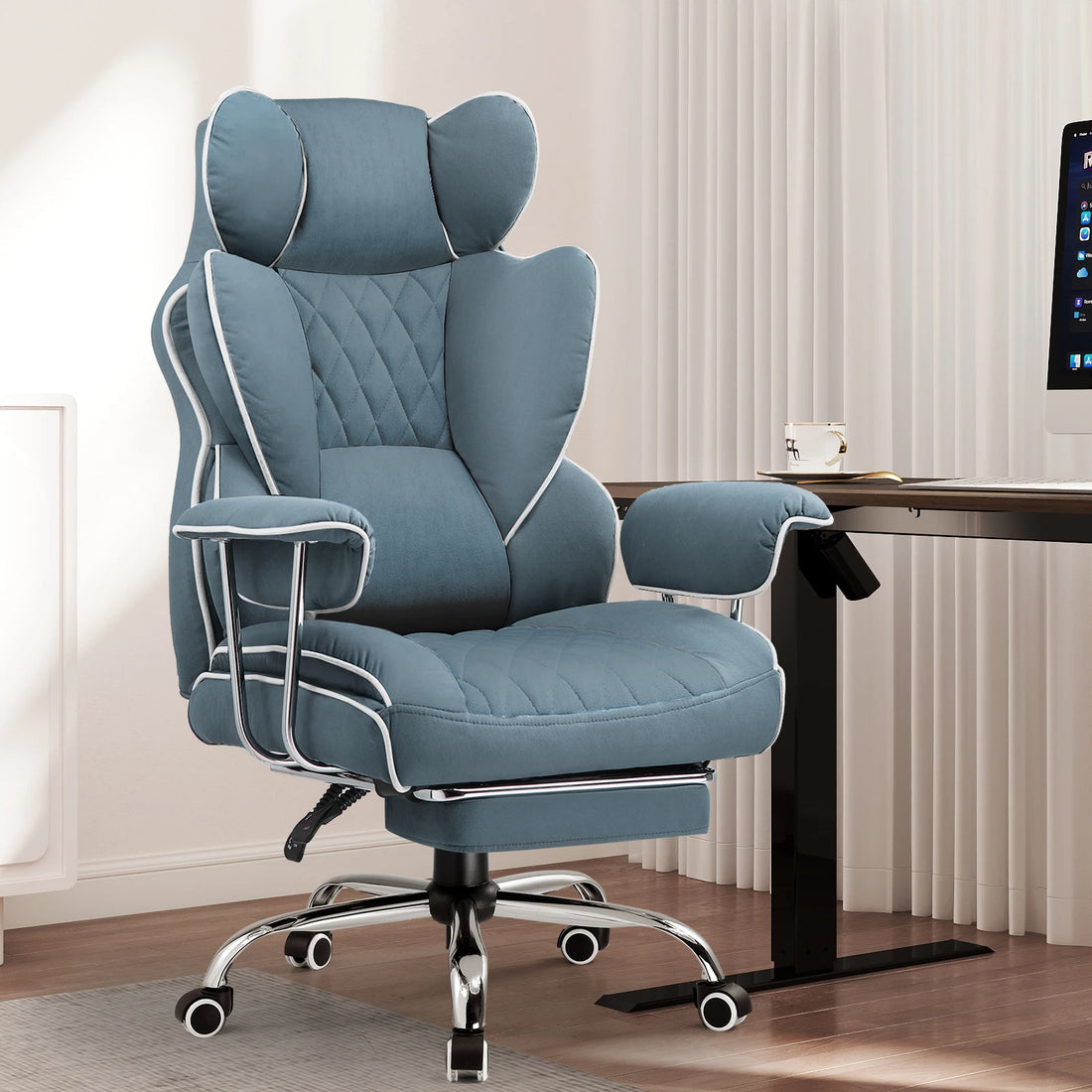 GTPLAYER Ergonomic Gaming Chair – Pocket Spring Lumbar Support, Wide Seat &amp; Adjustable Footrest