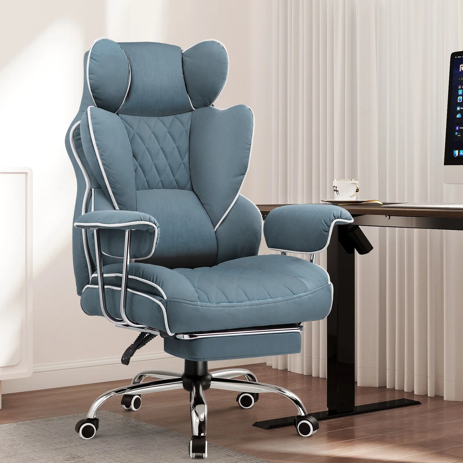 GTPLAYER Ergonomic Gaming Chair – Pocket Spring Lumbar Support, Wide Seat &amp; Adjustable Footrest