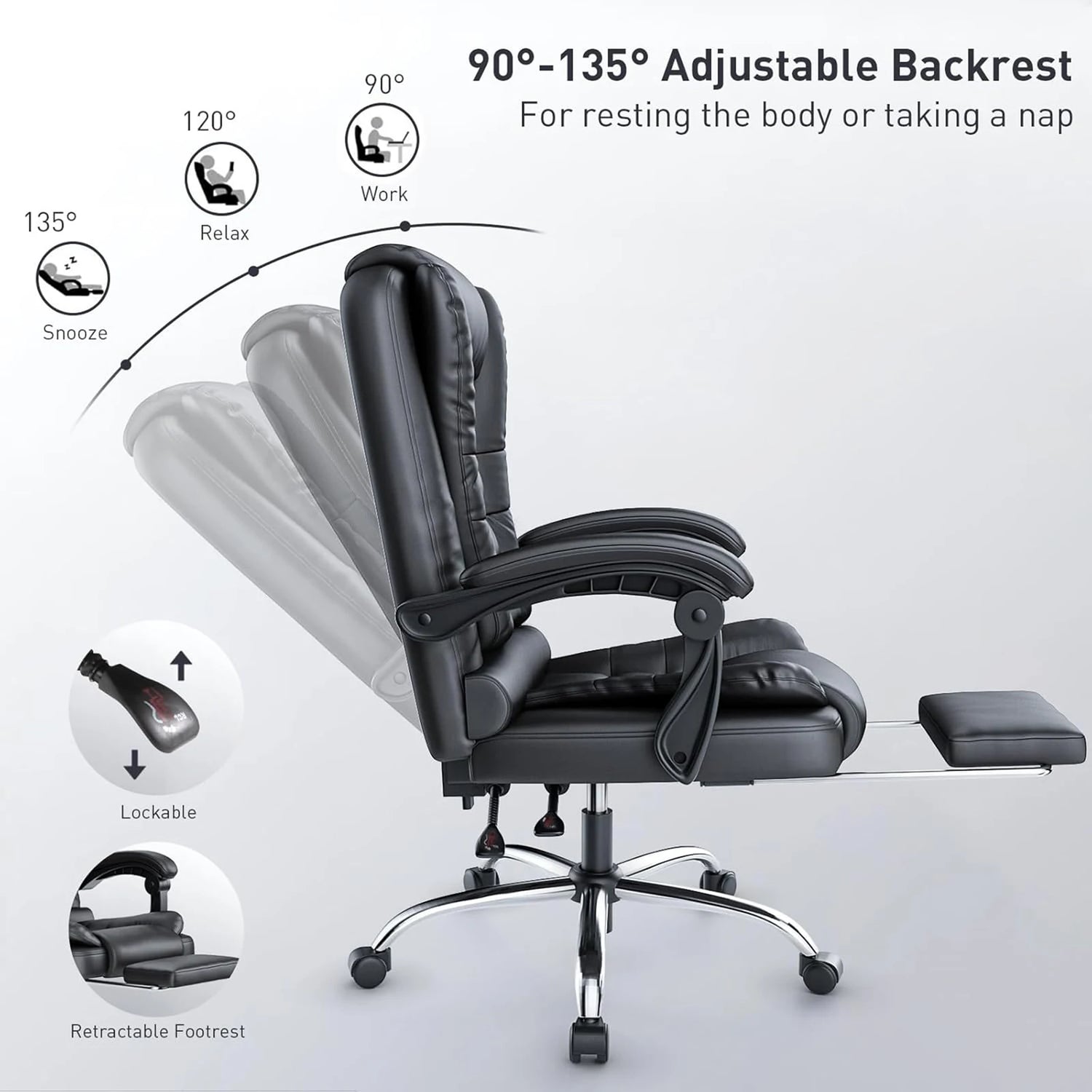 Executive Office Chair – Ergonomic High-Back Recliner with Footrest for Home &amp; Office