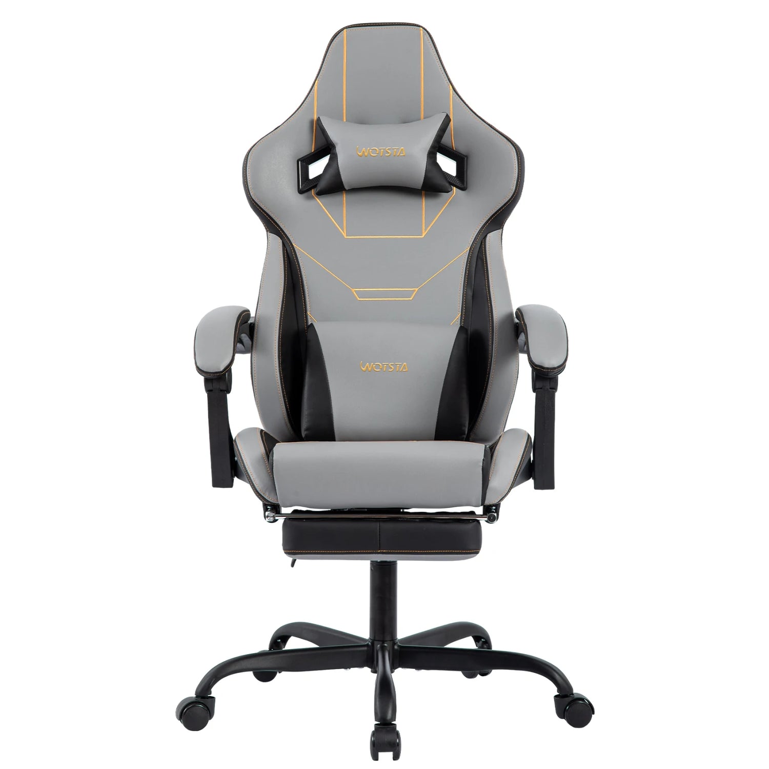 Ergonomic Gaming Chair – Rosahqnda Fabric Seat with Footrest, Adjustable Backrest &amp; Lumbar Support