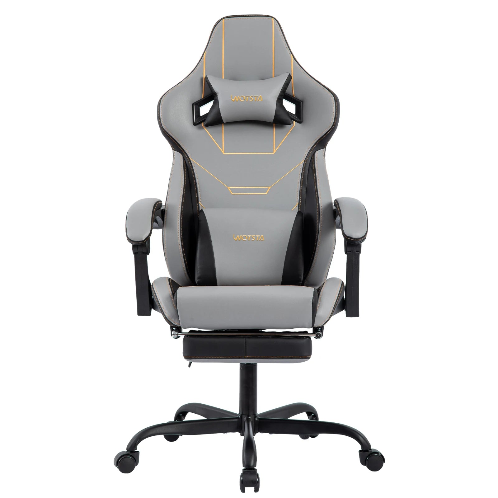 Ergonomic Gaming Chair – Rosahqnda Fabric Seat with Footrest, Adjustable Backrest &amp; Lumbar Support