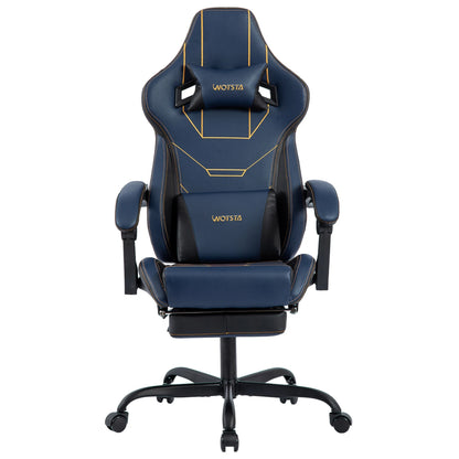 Ergonomic Gaming Chair – Rosahqnda Fabric Seat with Footrest, Adjustable Backrest &amp; Lumbar Support