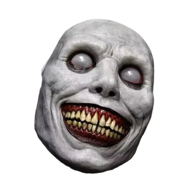 Scary Halloween Mask with White Eyes Evil Devil Mask Smiling Demons Creepy Mask Halloween Party Costume Cosplay Adult Photo Prop
