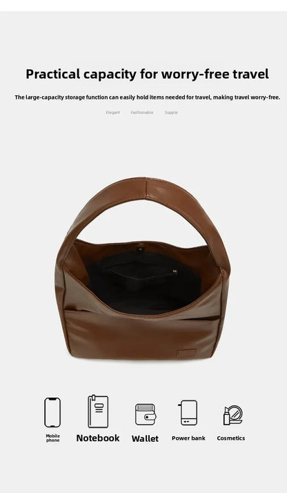 Große, koreanische Umhängetasche, ideal für Pendler, schlichte, modische Retro-Tasche mit weichem Polyesterfutter