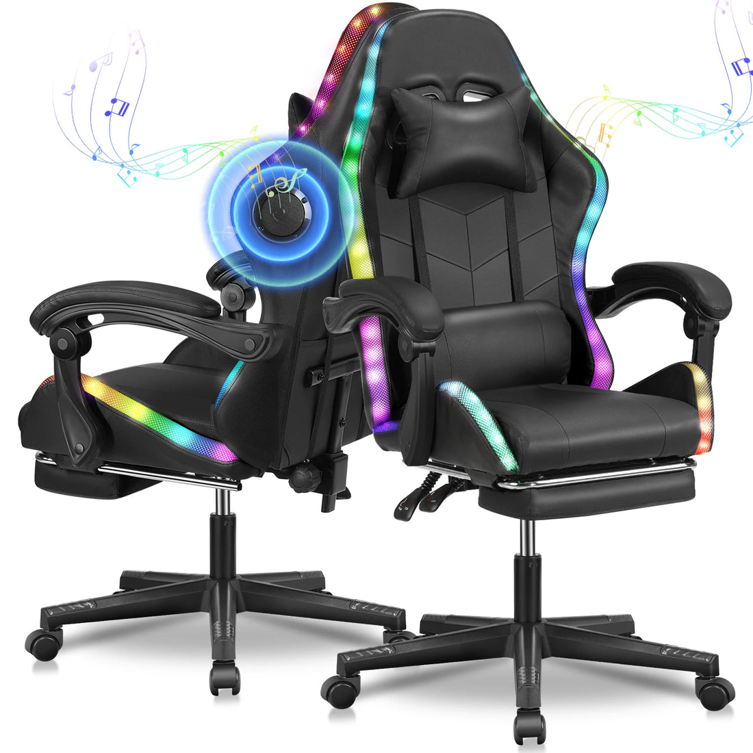 Click Mart RGB+™ Gaming Chair – LED Lights, Bluetooth Speakers &amp; 150° Recline for Full-Immersion Play