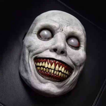 Scary Halloween Mask with White Eyes Evil Devil Mask Smiling Demons Creepy Mask Halloween Party Costume Cosplay Adult Photo Prop