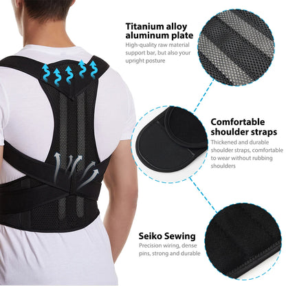 Back Brace Posture Corrector for Women &amp; Men, Adjustable Back Lumbar Support Belt Shoulder Posture Support for Improve Scoliosis