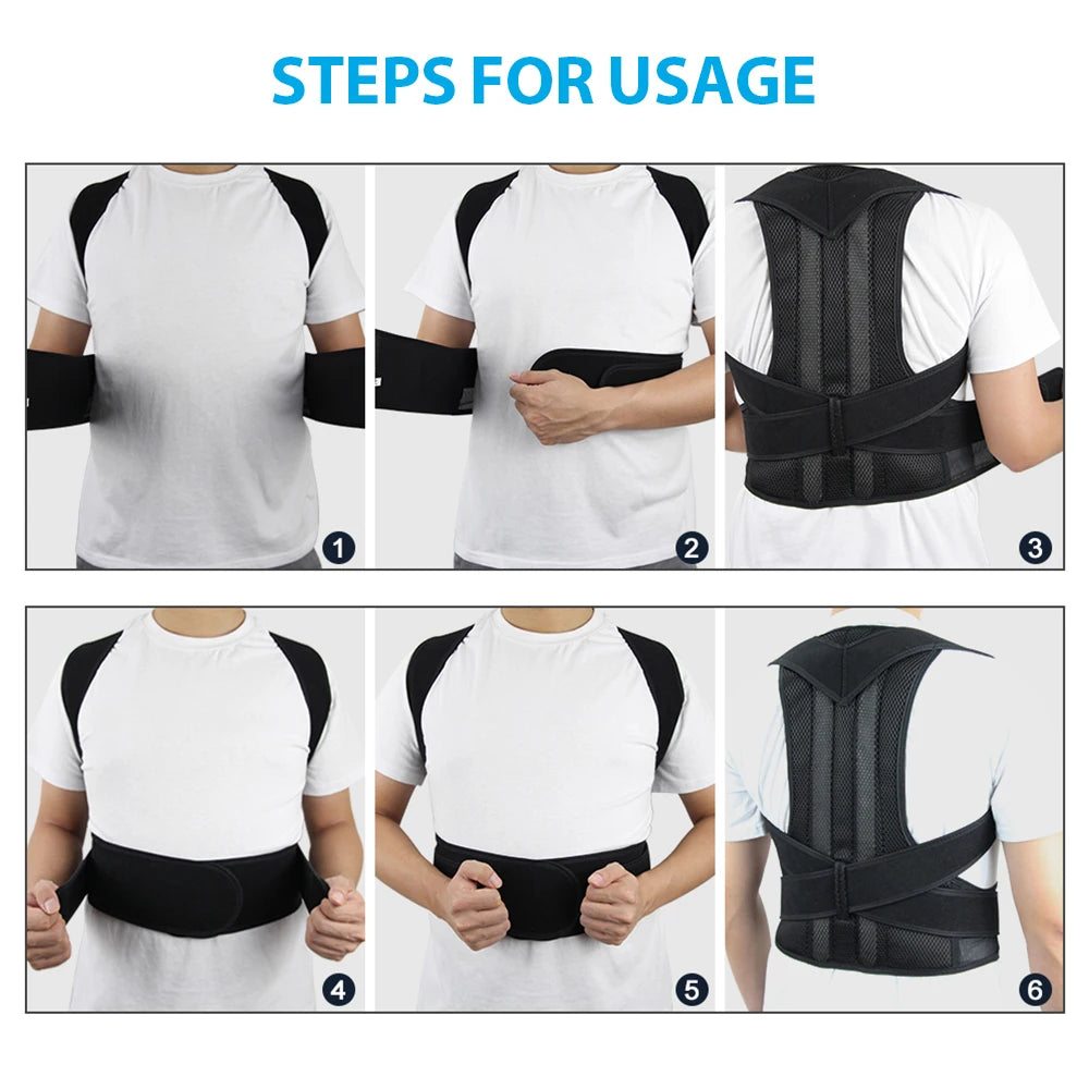 Back Brace Posture Corrector for Women &amp; Men, Adjustable Back Lumbar Support Belt Shoulder Posture Support for Improve Scoliosis