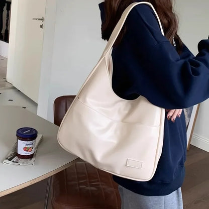 Große, koreanische Umhängetasche, ideal für Pendler, schlichte, modische Retro-Tasche mit weichem Polyesterfutter