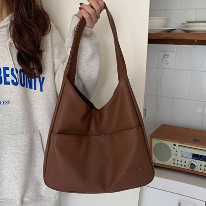 Große, koreanische Umhängetasche, ideal für Pendler, schlichte, modische Retro-Tasche mit weichem Polyesterfutter