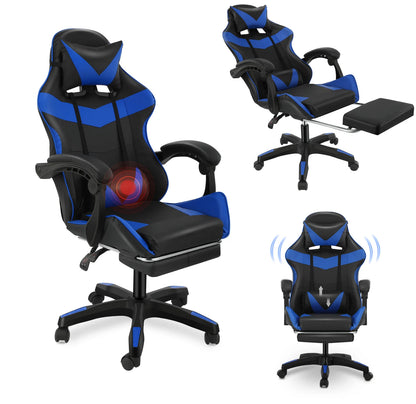 Click Mart UltraGame™ Massage Gaming Chair – Reclining Comfort with Footrest, Lumbar Massage &amp; 360° Swivel