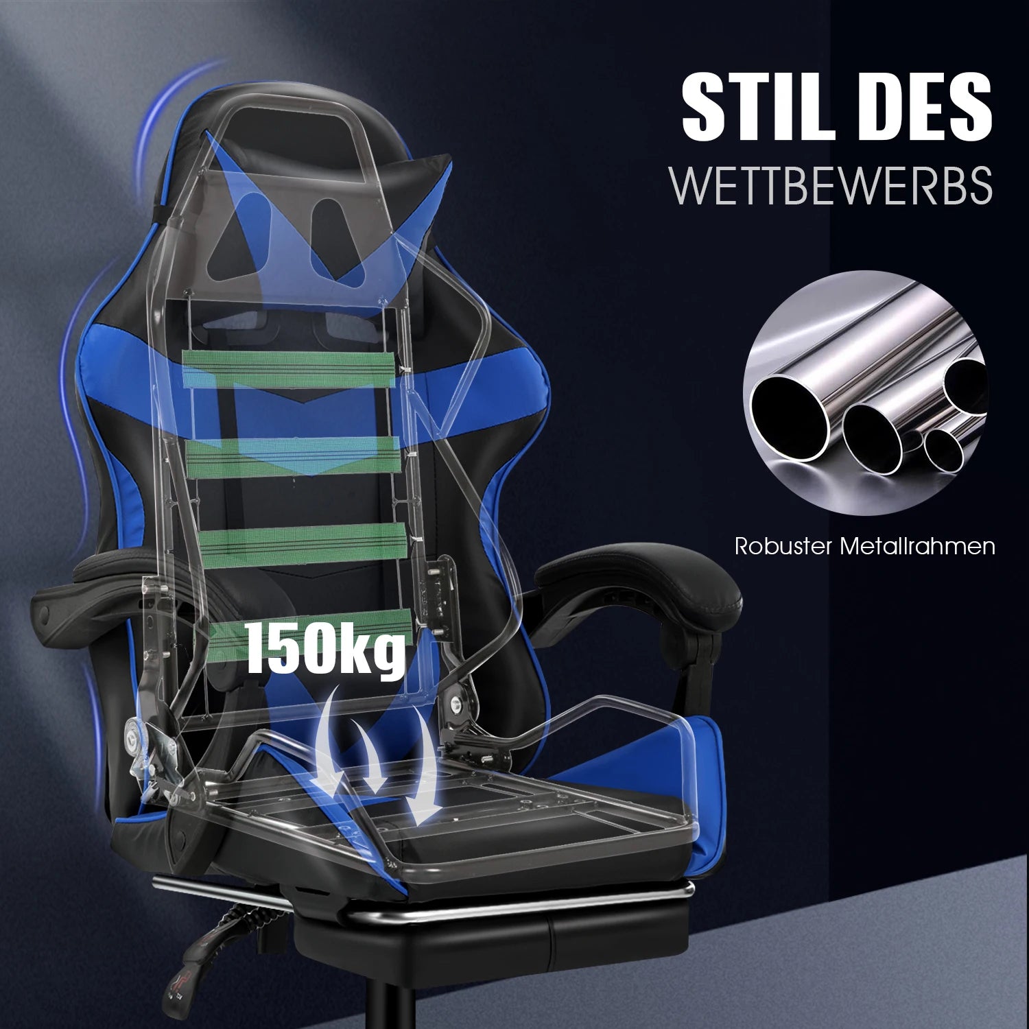 Click Mart UltraGame™ Massage Gaming Chair – Reclining Comfort with Footrest, Lumbar Massage &amp; 360° Swivel