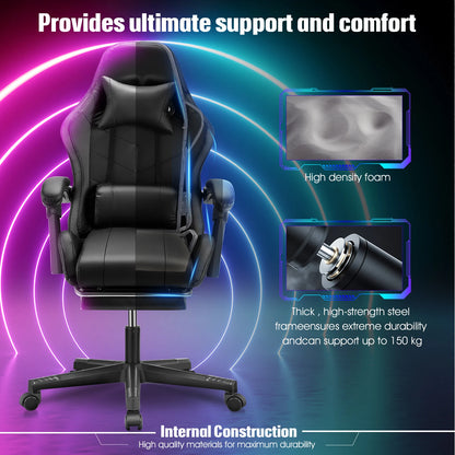 Click Mart RGB+™ Gaming Chair – LED Lights, Bluetooth Speakers &amp; 150° Recline for Full-Immersion Play