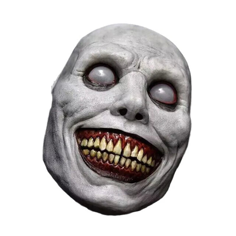 Scary Halloween Mask with White Eyes Evil Devil Mask Smiling Demons Creepy Mask Halloween Party Costume Cosplay Adult Photo Prop