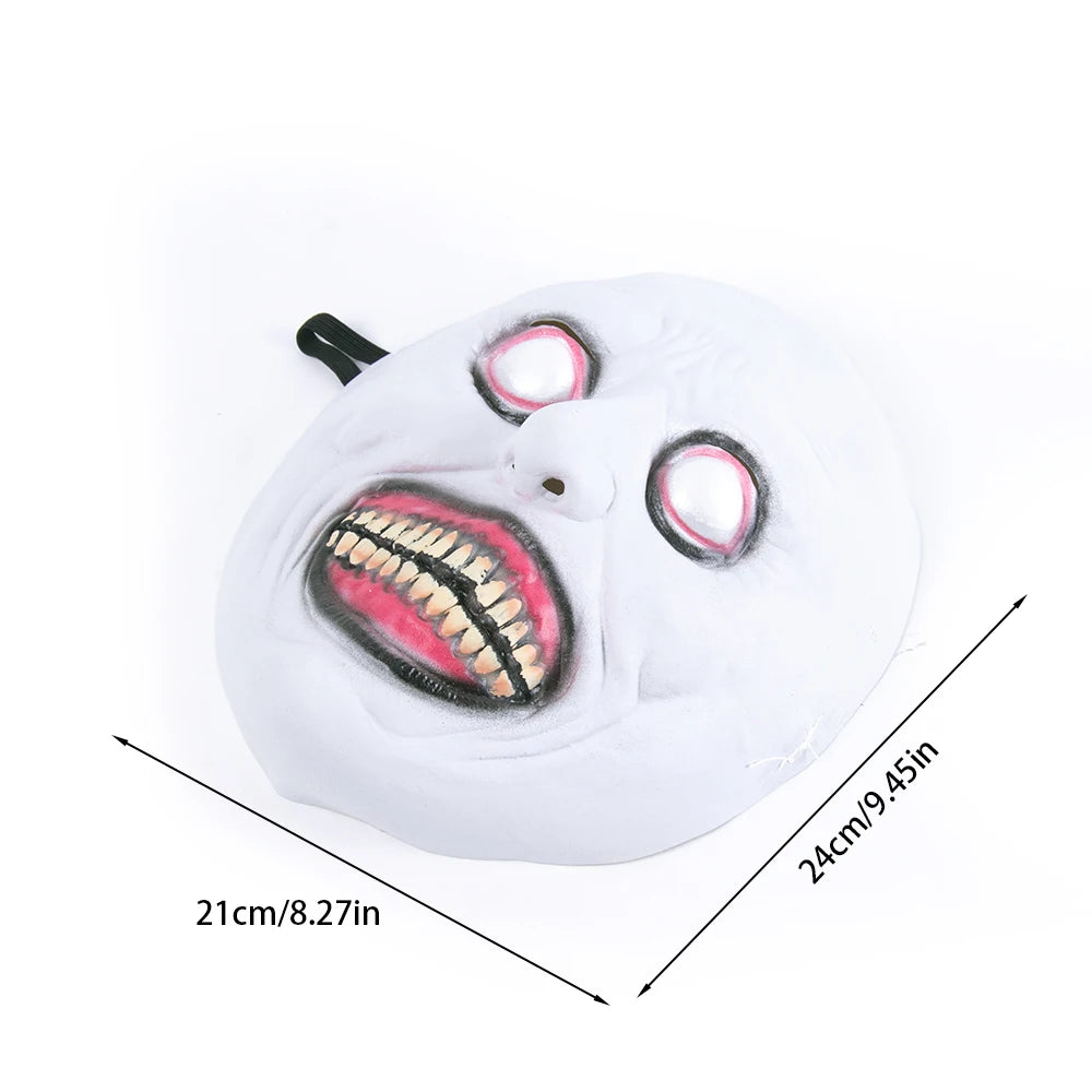 Scary Halloween Mask with White Eyes Evil Devil Mask Smiling Demons Creepy Mask Halloween Party Costume Cosplay Adult Photo Prop