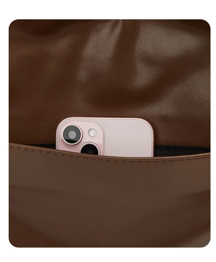 Große, koreanische Umhängetasche, ideal für Pendler, schlichte, modische Retro-Tasche mit weichem Polyesterfutter