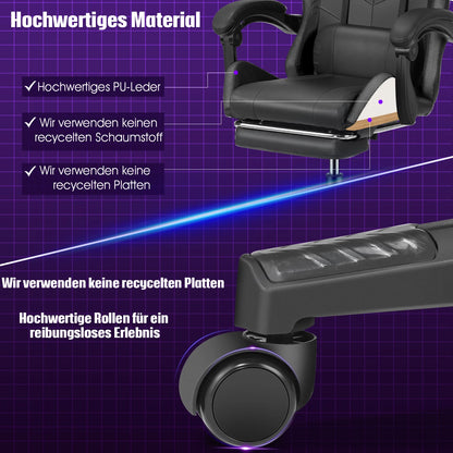 Click Mart RGB+™ Gaming Chair – LED Lights, Bluetooth Speakers &amp; 150° Recline for Full-Immersion Play