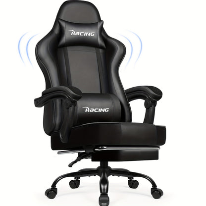 Ergonomic Gaming Chair with Footrest – Gronfont Recliner with Lumbar &amp; Headrest Support, Swivel Base, and Height Adjustment