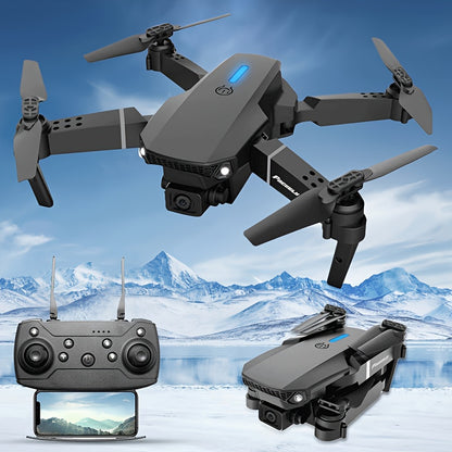 E88 Dual Camera Drone, Optical Flow Hovering, 480P Photography, Foldable, Compact and Portable, Ideal Gift for Beginners, Perfect Birthday or Christmas Present