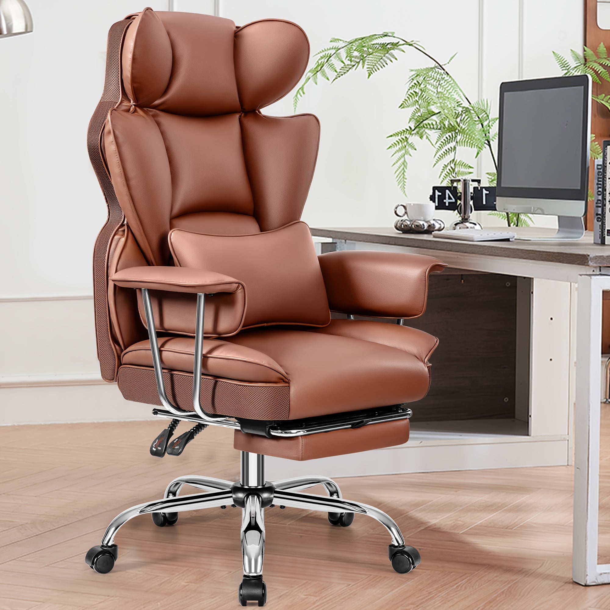 Big &amp; Tall Executive Office Chair – Ergonomic Reclining Chair with Footrest, Lumbar Support &amp; 360° Swivel Base
