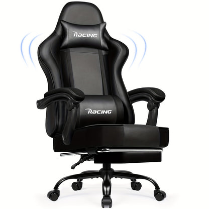 Ergonomic Gaming Chair with Footrest – Gronfont Recliner with Lumbar &amp; Headrest Support, Swivel Base, and Height Adjustment