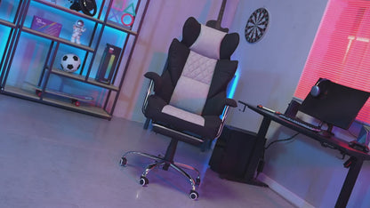 GTPLAYER Ergonomic Gaming Chair – Pocket Spring Lumbar Support, Wide Seat &amp; Adjustable Footrest